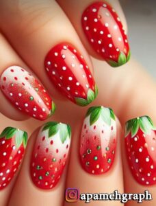 طرح ناخن توت فرنگی