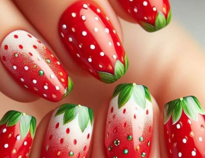طرح ناخن توت فرنگی