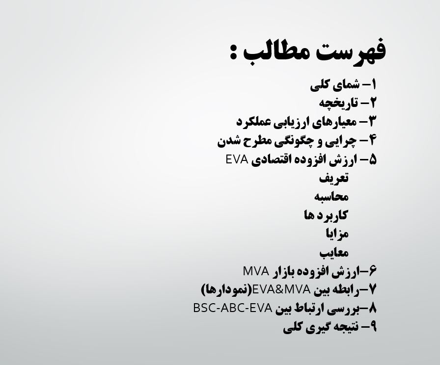 feheva تحقیق ارزش افزوده اقتصادی