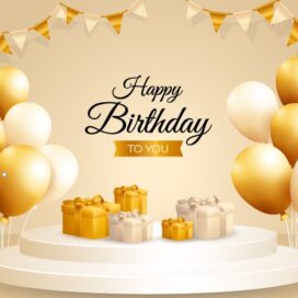 بنر سفید طلایی تولد