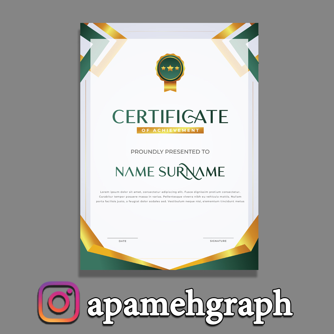 سرتیفیکیت شیک سبز طلایی
