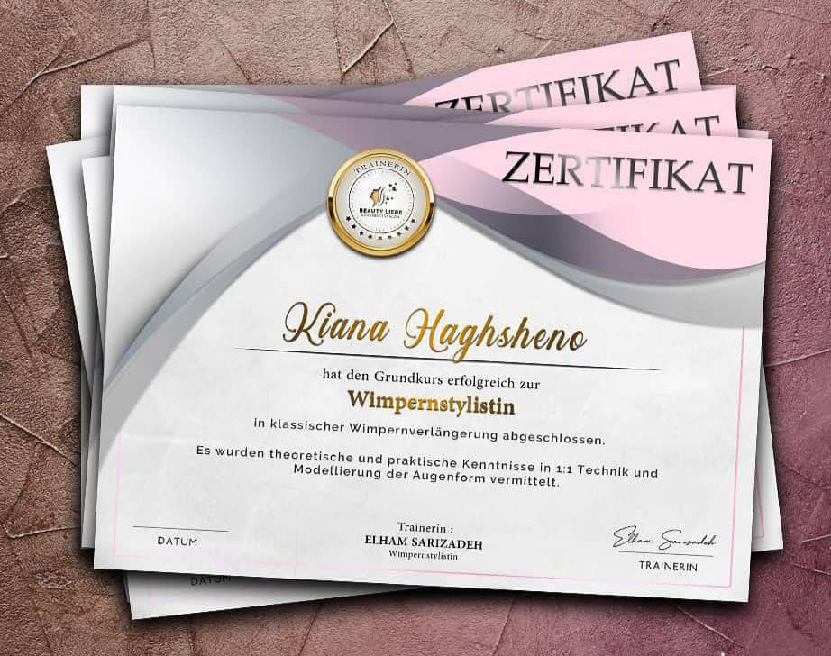 مدرک سرتیفیکیت خاص زیبا
